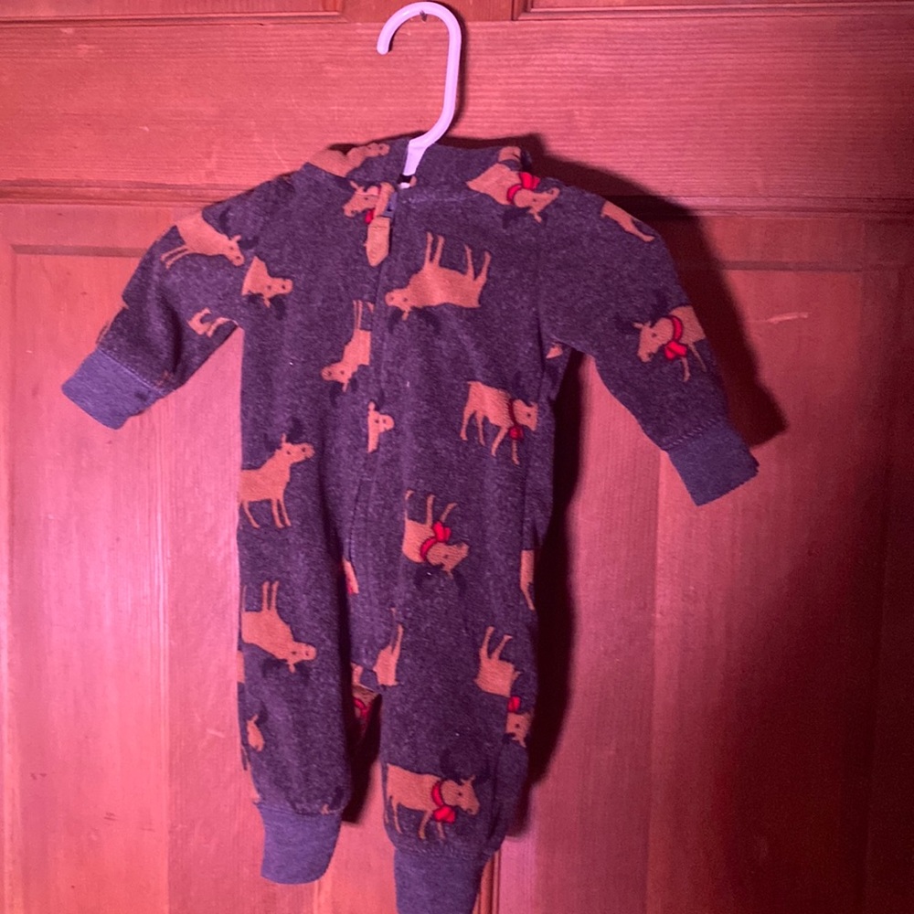 Gray NB raindeer onesie